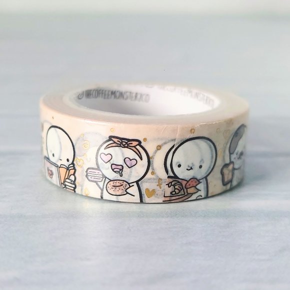 Cafe Time Emotis 15mm Washi Tape | TheCoffeeMonsterzCo TCMC - Picture 3 of 3